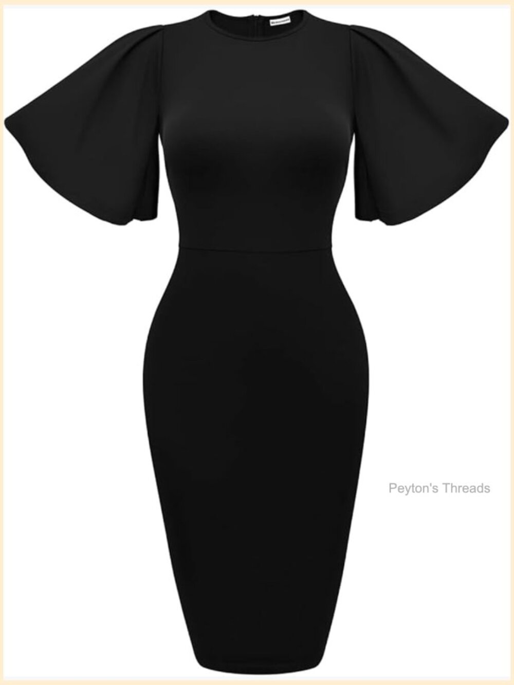 Women's Bodycon Ruffle Flared Short Sleeve Pencil Midi Dress - Picture 1 of 7